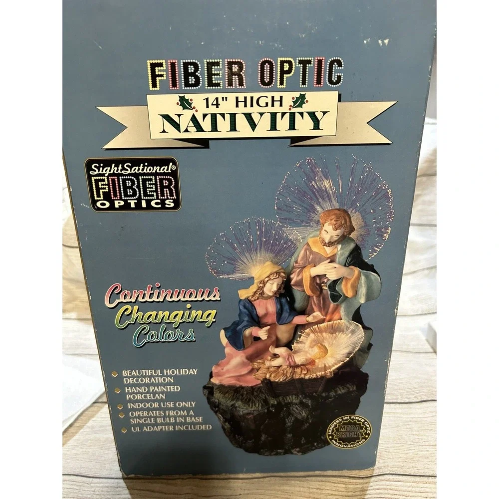 Vintage Mega Bright Sight Sation Fiber Optic Color Changing Nativity w/Box VIDEO